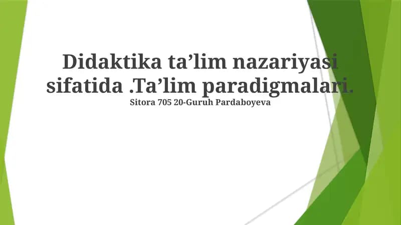 Didaktika taʼlim nazariyasi