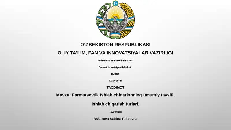 Farmatsevtik Ishlab chiqarish