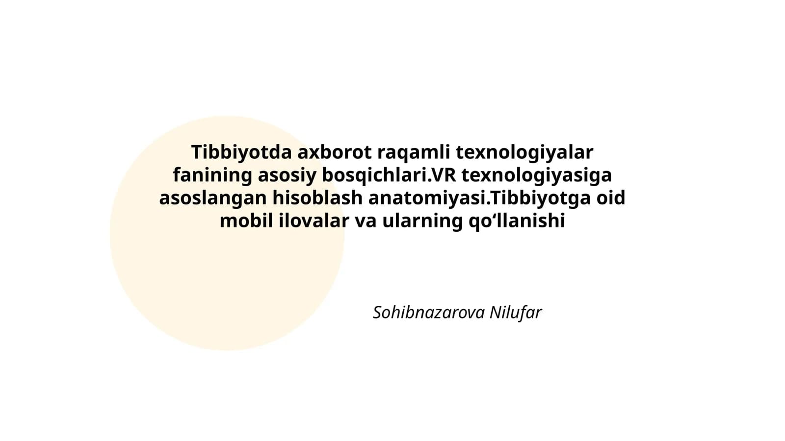 Tibbiyotda axborot raqamli texnologiyalar