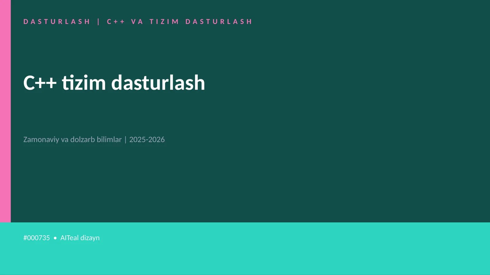 C++ va Tizim Dasturlash