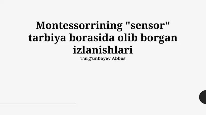 Montessori sensor ta'limi