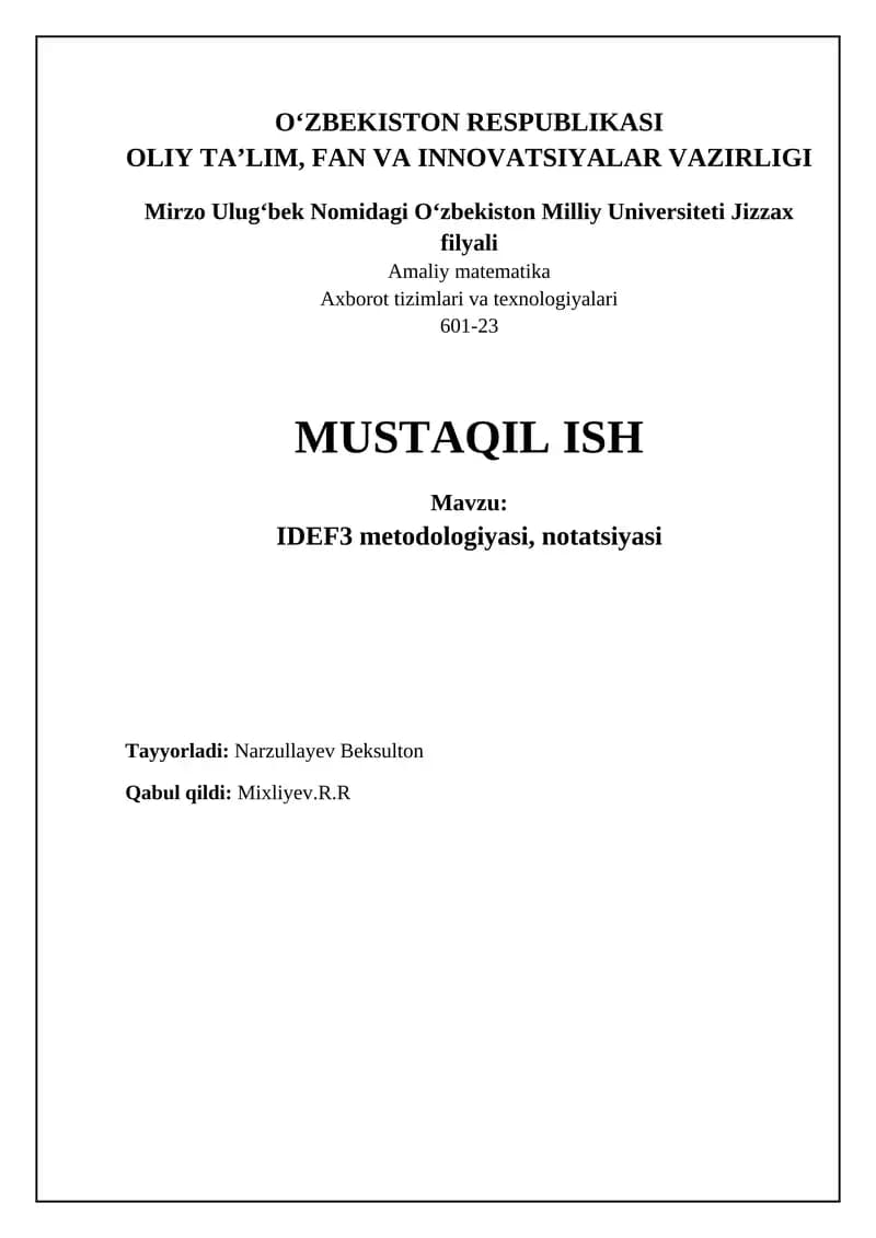 IDEF3 metodologiyasi