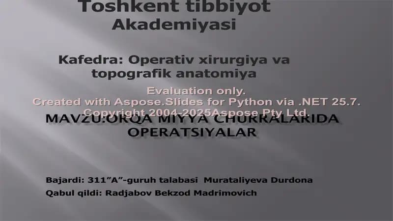 Orqa miyya churralarida operatsiyalar