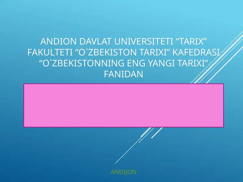 Mustaqillik yillarida O‘zbekistondagi ma’naviy va madaniy taraqqiyot