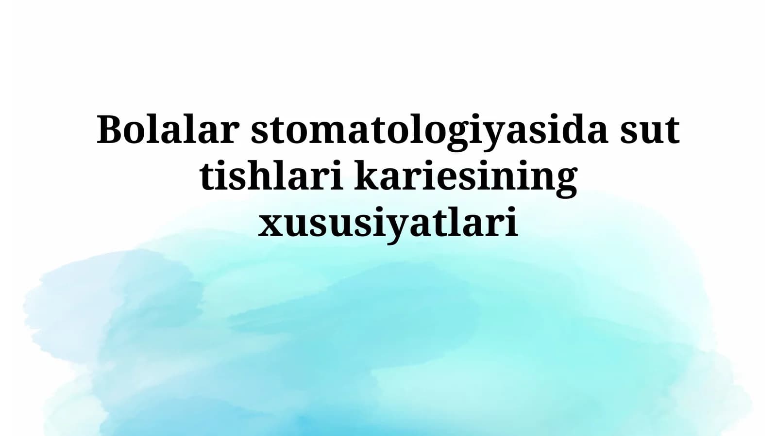 Bolalar stomatologiyasida sut tishlari kariesi