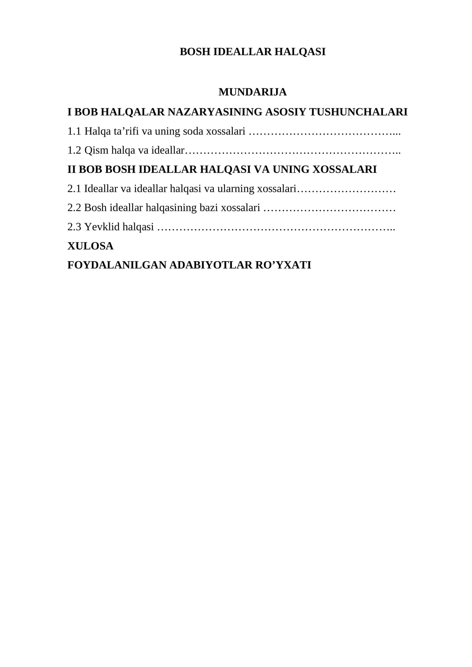 Bosh ideallar halqasi