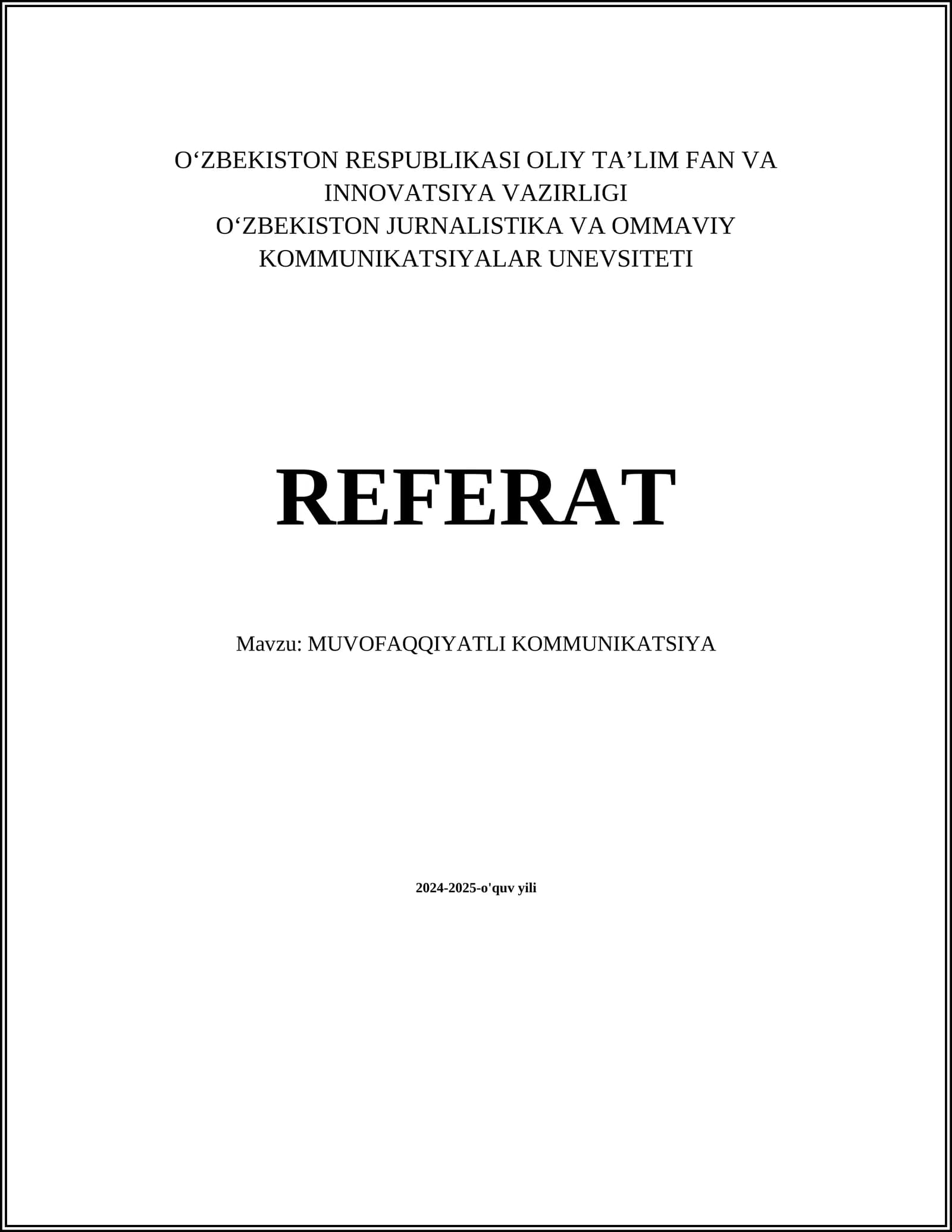 MUVOFAQQIYATLI KOMMUNIKATSIYA