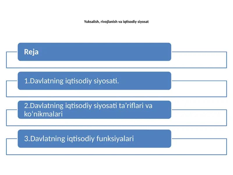 Yuksalish, rivojlanish va iqtisodiy siyosat