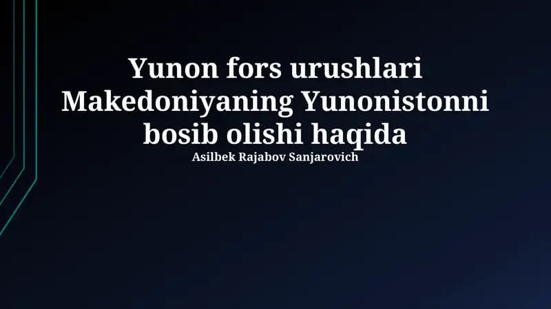 Yunon fors urushlari Makedoniyaning Yunonistonni bosib olishi haqida
