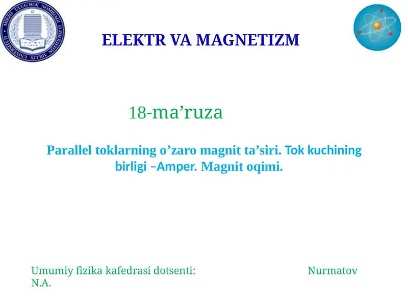 ELEKTR VA MAGNETIZM