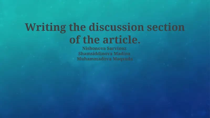 Purpose and Key Elements of the Discussion Section