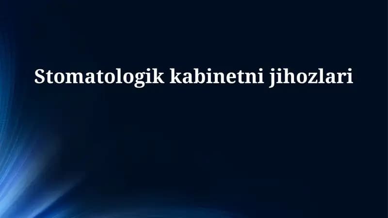 Stomatologik kabinet jihozlari