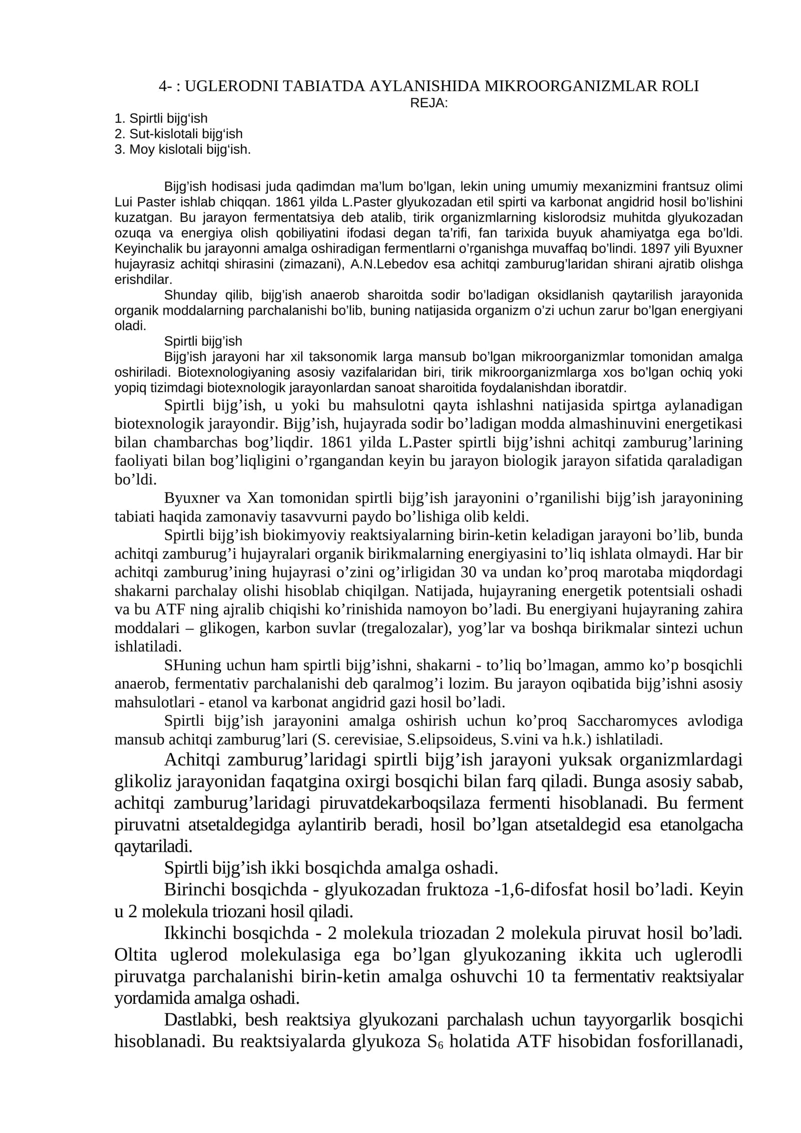UGLERODNI TABIATDA AYLANISHIDA MIKROORGANIZMLAR ROLI