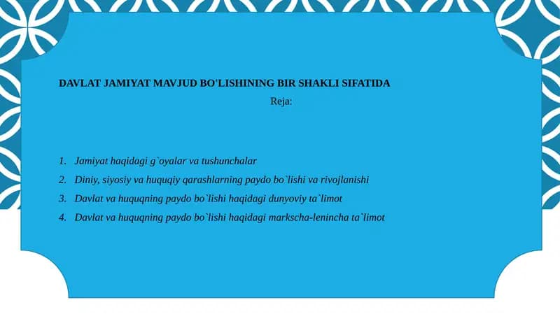Davlat jamiyat mavjud bo'lishining bir shakli sifatida