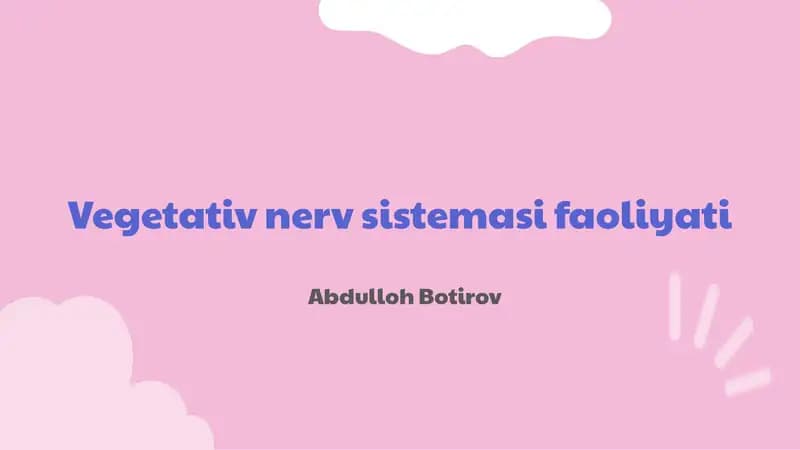 Vegetativ nerv sistemasi faoliyati