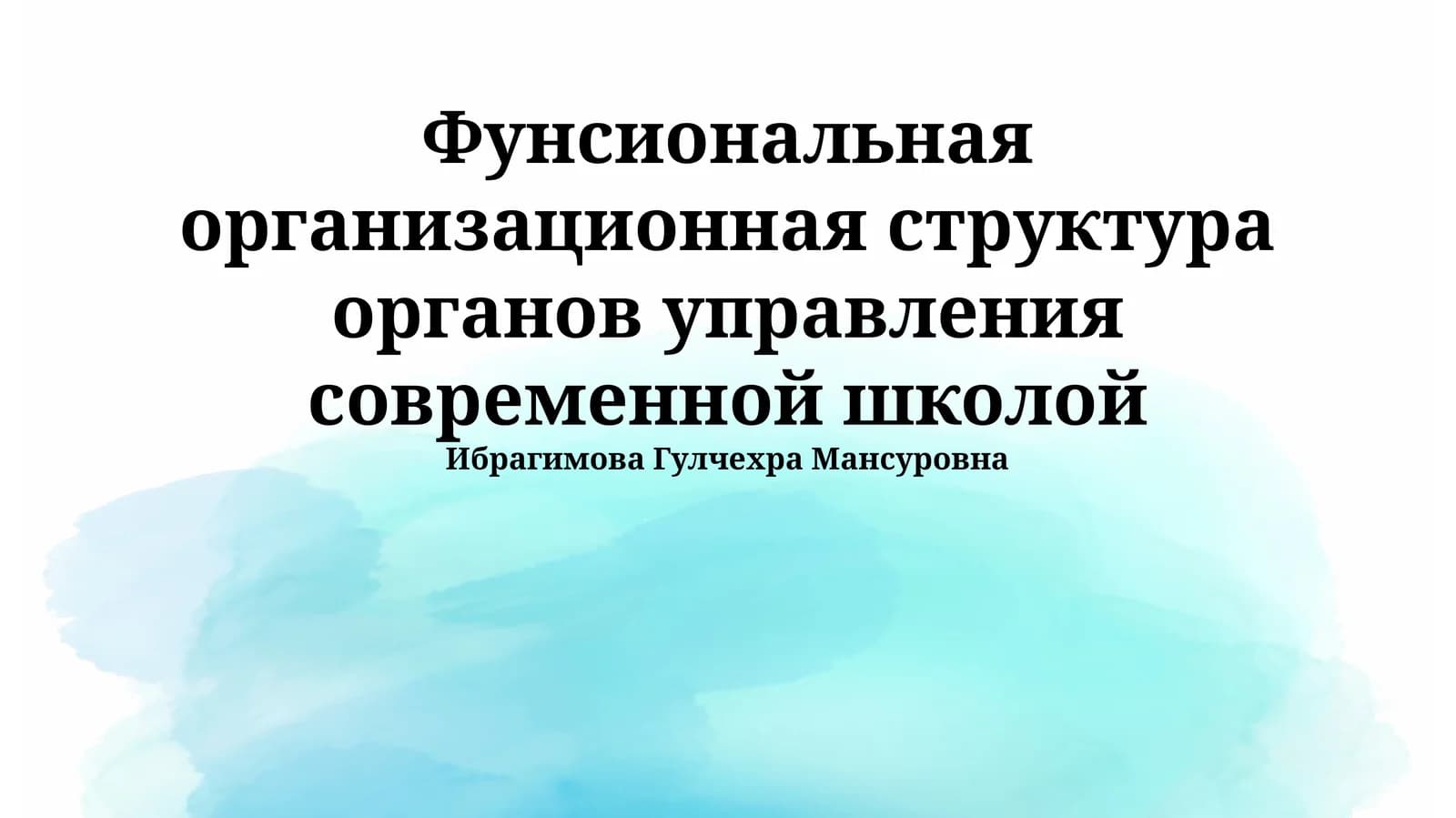 Фунсиональная организационная структура органов управления современной школой