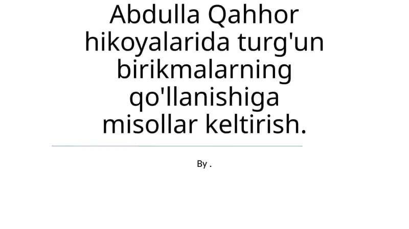 Abdulla Qahhor hikoyalari