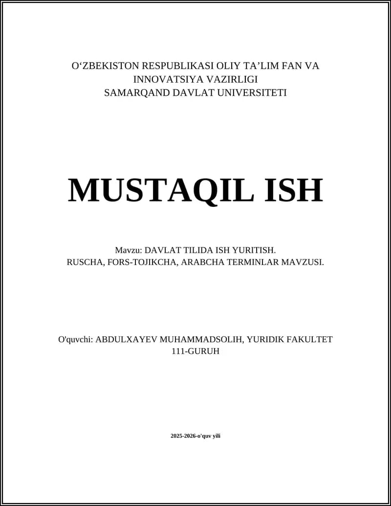 DAVLAT TILIDA ISH YURITISH