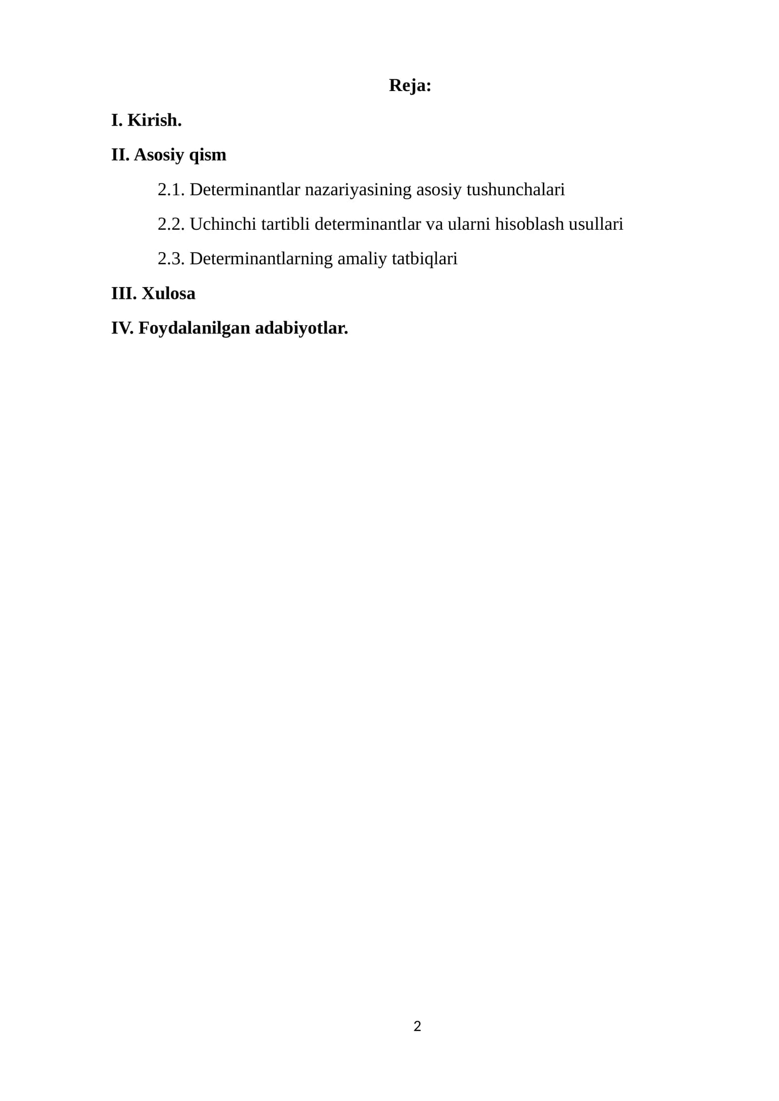 Ikkinchi va uchinchi tartibli determinantlar