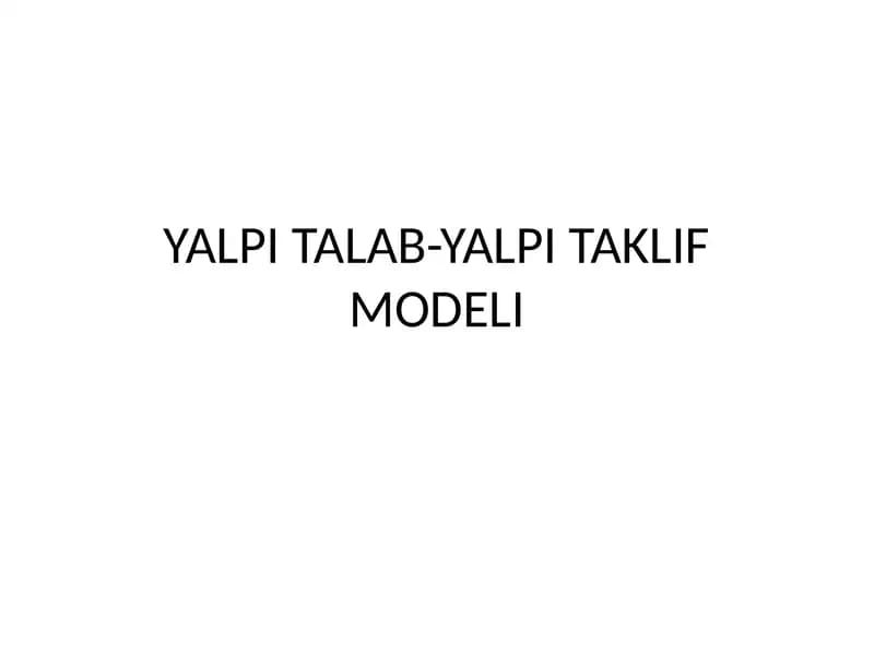 YALPI TALAB-YALPI TAKLIF MODELI