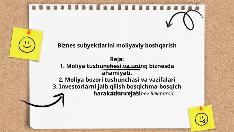 Biznes subyektlarini moliyaviy boshqarish