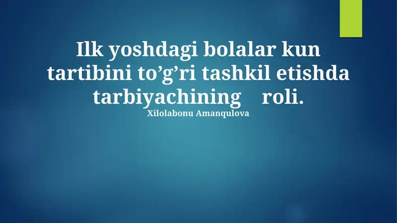 Kun tartibi bolalar uchun