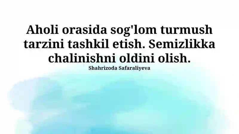 Sog'lom turmush tarzini tashkil etish