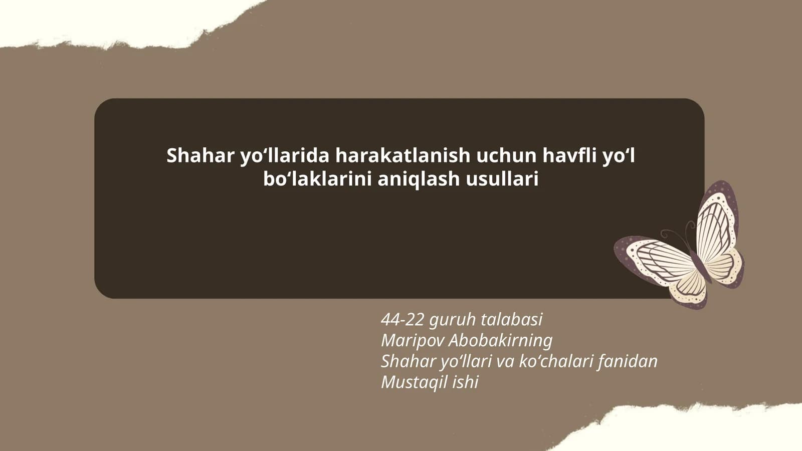 Havfli yo‘l bo‘laklarini aniqlash usullari
