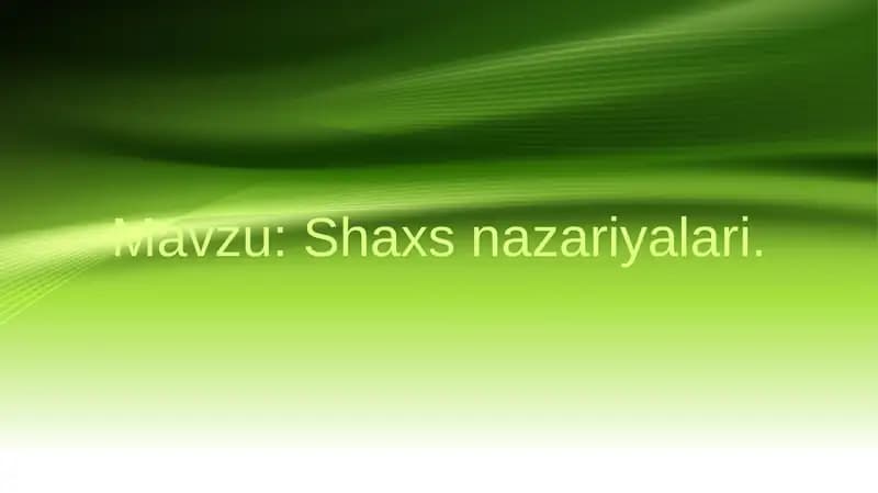 Shaxs nazariyalari
