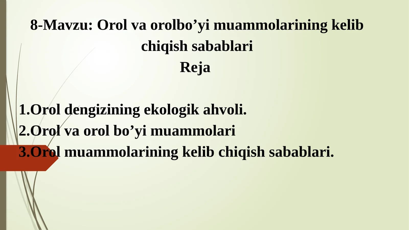 Orol va orolbo'yi muammolarining kelib chiqish sabablari