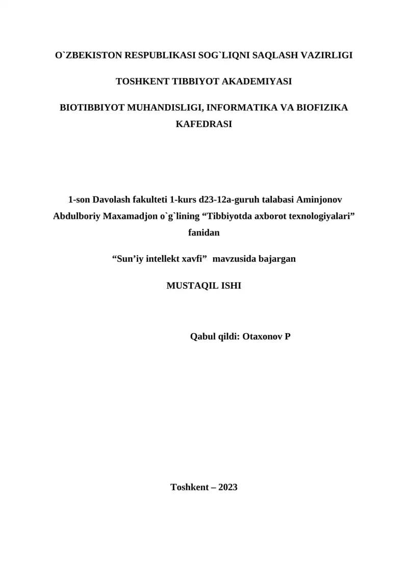 Sun’iy intellekt xavfi