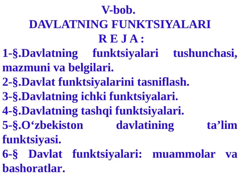 Davlatning Funktsiyalari