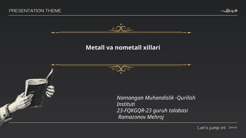 Metall va nometall xillari