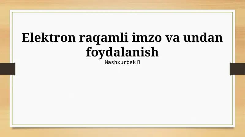 Elektron Raqamli Imzo