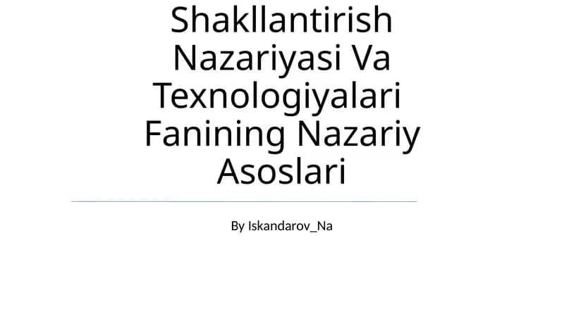 Matematik Tasavvurlarni Shakllantirish Nazariyasi Va Texnologiyalari Fanining Nazariy Asoslari
