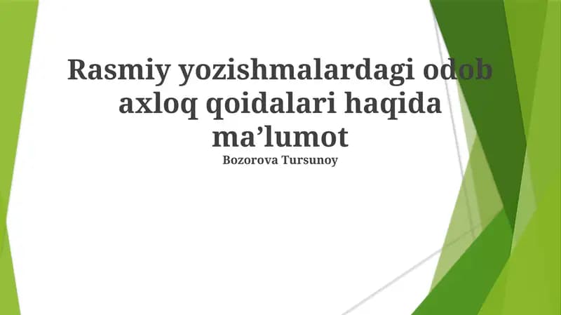 Rasmiy Xat Yozuv Madaniyati
