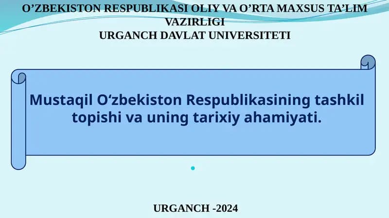 O‘ZBEKISTON RESPUBLIKASI OLIY VA O’RTA MAXSUS TA’LIM VAZIRLIGI