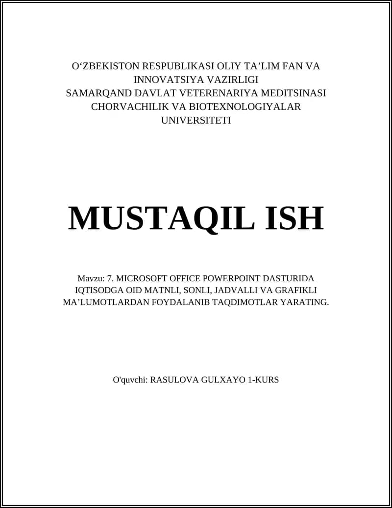 MICROSOFT OFFICE POWERPOINT DASTURLARI