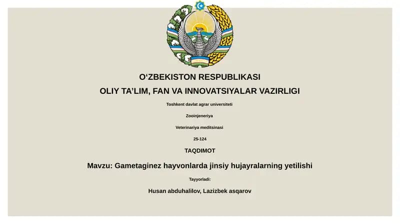 Gametaginez hayvonlarda jinsiy hujayralarning yetilishi
