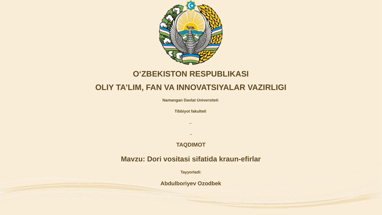 Dori vositasi sifatida kraun-efirlar