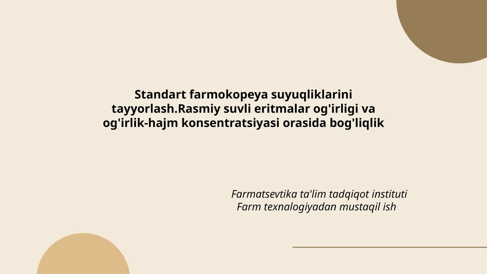 Standart farmokopeya suyuqliklarini tayyorlash