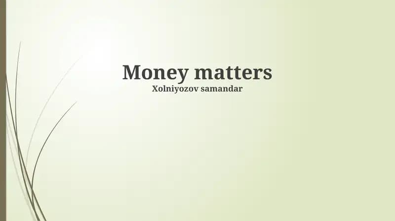 Money matters