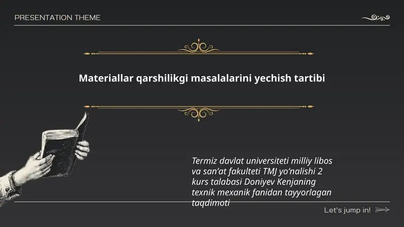 Materiallar qarshilikgi masalalarini yechish tartibi
