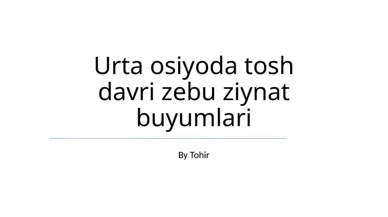 Urta osiyoda tosh davri zebu ziynat buyumlari