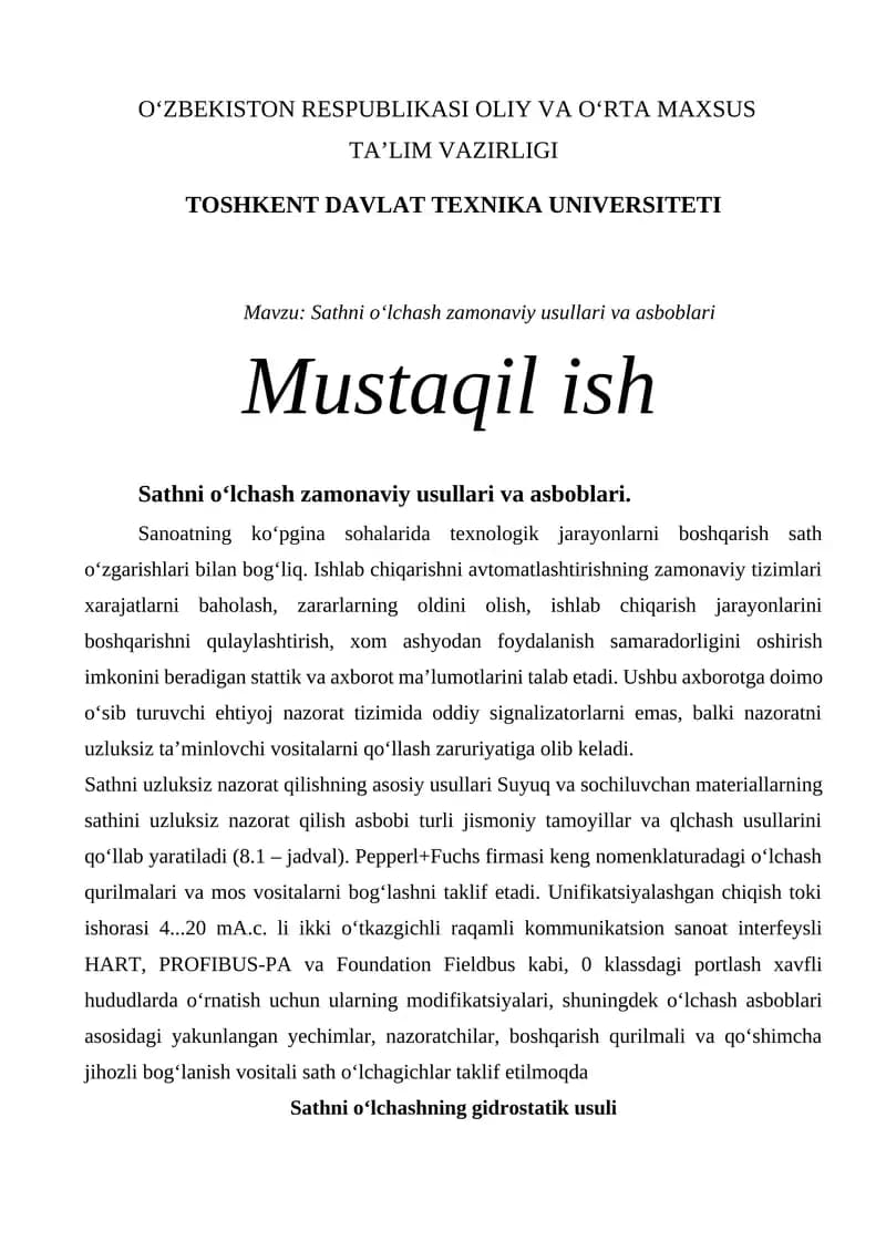 Sathni o‘lchash zamonaviy usullari va asboblari