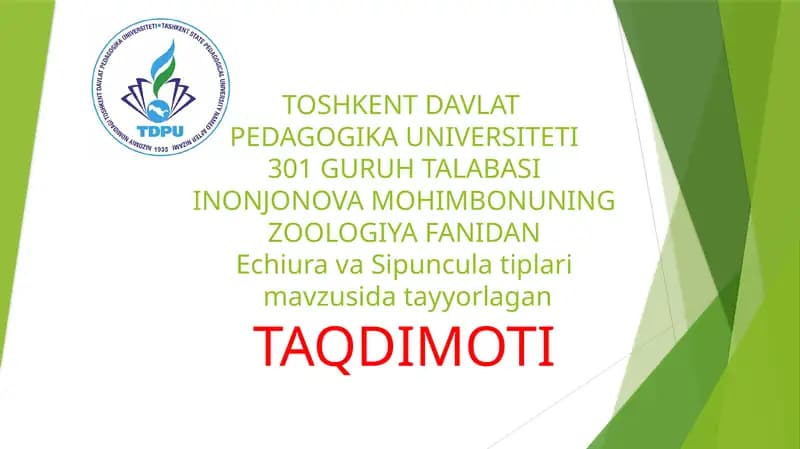 Echiura va Sipuncula turlarining ekologik o‘rni va yashash muhit