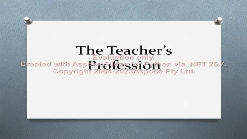The Teacher’s Profession