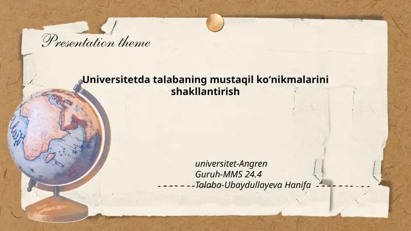 Universitetda talabaning mustaqil koʻnikmalarini shakllantirish