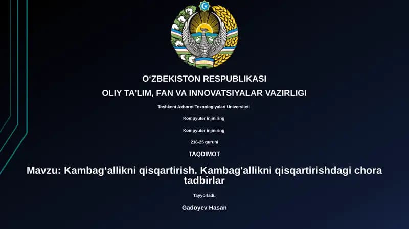 Kambagʻallikni qisqartirish. Kambag'allikni qisqartirishdagi chora tadbirlar