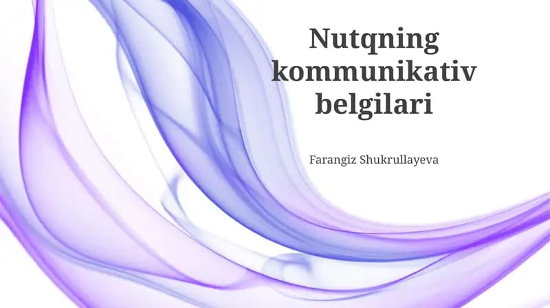 Nutqning kommunikativ belgilari